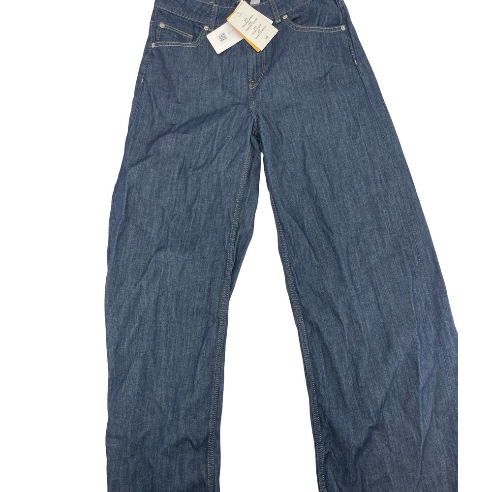 H&M Women's Jeans Wide Leg Blue Cotton Lyocell Size 4